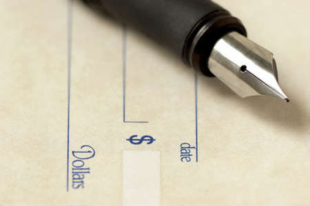 Fountain pen over checkの写真素材