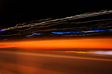 Abstract lights on the night roadの写真素材