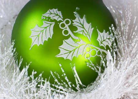 Green christmas ballの写真素材