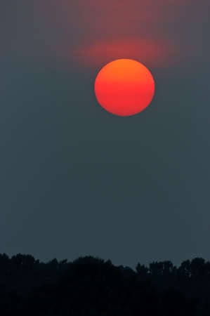 Red sun before sunsetの写真素材