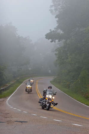 Bikers in a fogの写真素材