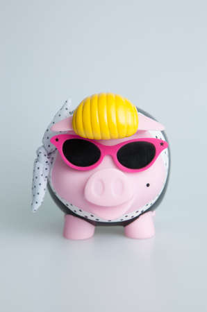 Pink Rock n Roll Piggybank with sunglassesの写真素材