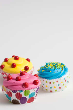 Colorful decorated cupcakes closeupの写真素材