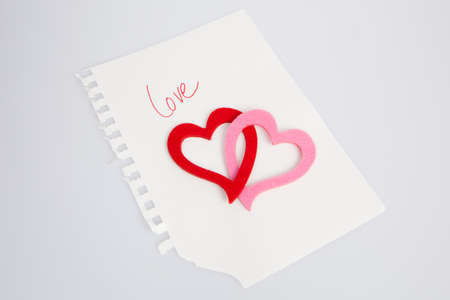 Love note with two hearts