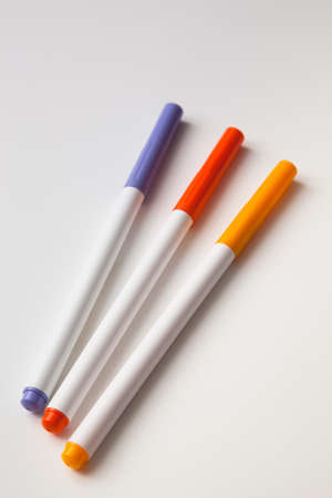 Felt tip pens on a white babckgroundの写真素材