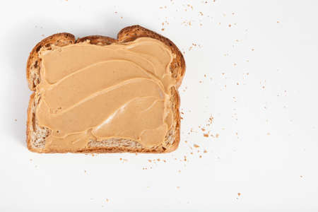 Peanut butter toats on a white backgroundの写真素材