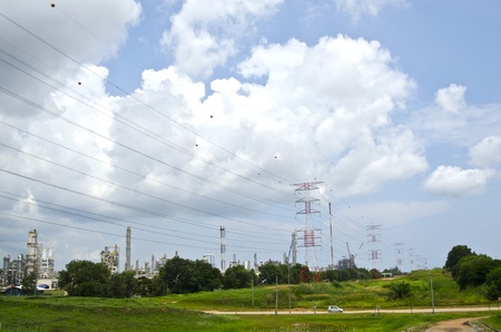 Largest view of electrical tower lineの写真素材