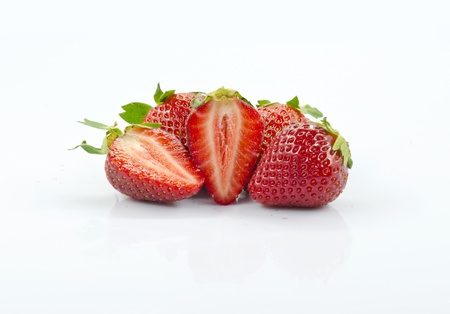 Strawberries on white background の写真素材