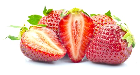 Close up of strawberries on white background の写真素材
