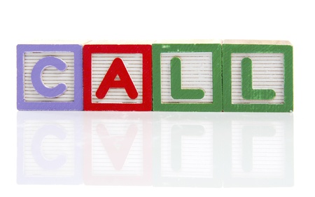 Call letters on wooden blocks の写真素材
