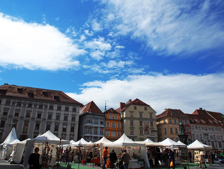 Easter handmade market at Hauptplatz, Graz, Austriaのeditorial素材