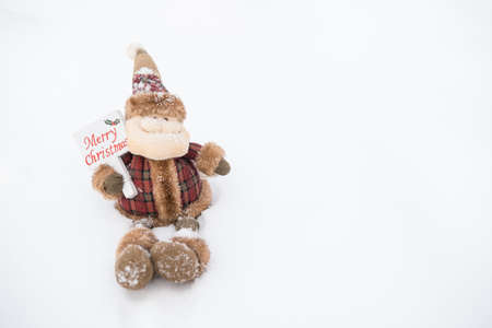 santa claus in snow outdoor. merry christmasの写真素材