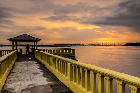 The jetty at golden hourの写真素材
