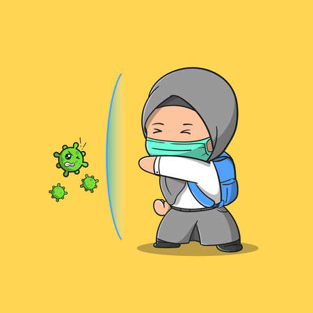girl fight with the virus for ready back to school vector icon illustration. Education Icon. Happy Teacher's Day.のイラスト素材