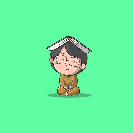 Teacher sitting with smile vector icon illustrationのイラスト素材