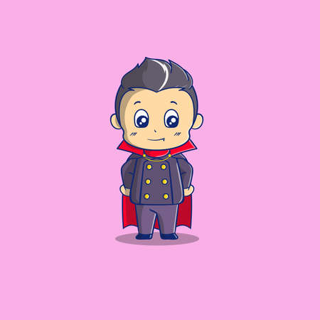 Dracula Halloween illustration vector. People Icon Concept Isolated. Flat Cartoon Style Suitable for Web Landing Page, Banner, Flyer, Sticker, Cardのイラスト素材