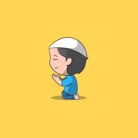 The boy has seen from the side thanksgiving Muslim a religion vector icon illustrationのイラスト素材