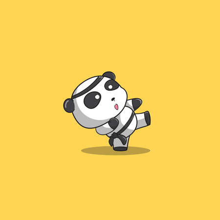 panda illustration angry using karate uniform vector icon illustrationのイラスト素材
