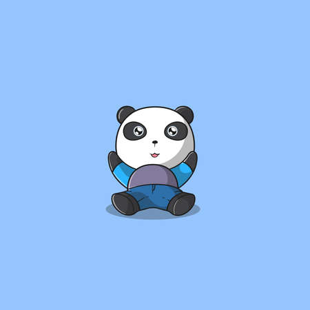 panda illustration unblocked trying to workout vector icon illustrationのイラスト素材