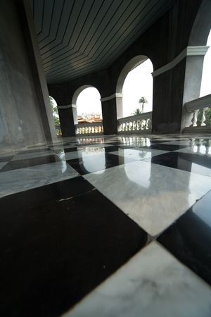 floor with retro checkered pattern