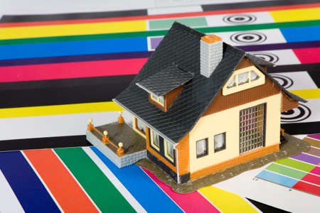 Colouring of the constructed house by a paint.の写真素材