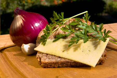 Still Life with cheese and black breadの写真素材