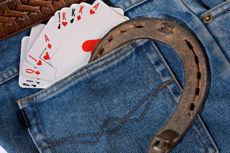 cards in back pocket jeansの写真素材