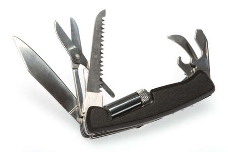 Swiss army multipurpose knife isolated on white 