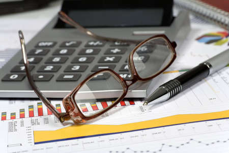 Financial concept. Calculator and pen.の写真素材