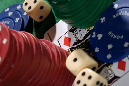  playing card chips and diceのeditorial素材