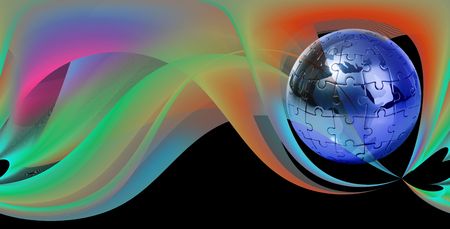Globe puzzle on abstract  backgroundの写真素材
