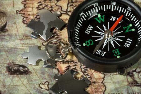 Compass on the old map. Concept travel.の写真素材