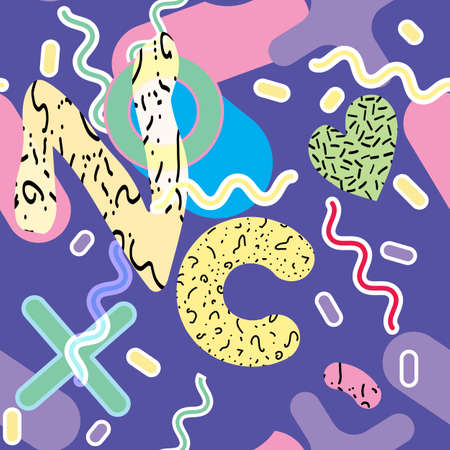 Memphis seamless pattern. Geometric elements memphis in the style of 80s. Vector illustrationのイラスト素材