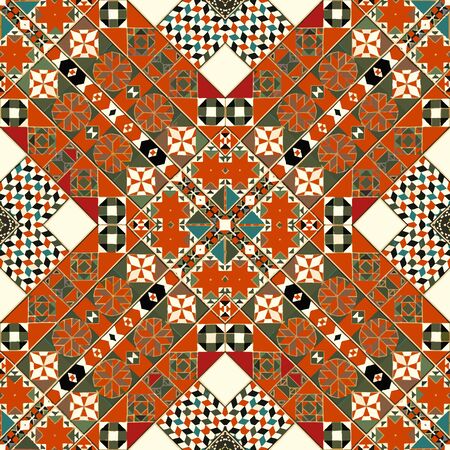 African art drawing. Seamless aztec pattern. Geometric seamless print. Tribal vintage texture. American native ornament. Boho repeat texture. Tribal indian ethnic seamless design. Festive colorful. beautiful colorful geometric tribal traditional patternのイラスト素材