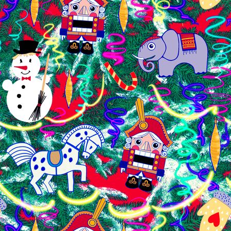 Christmas Toys Pattern.Printing fabric, wrapping paperの写真素材
