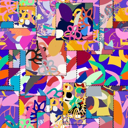 seamless patchwork pattern with rosesの写真素材