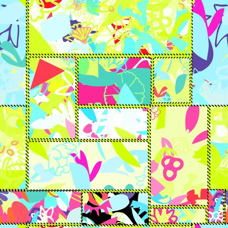 seamless patchwork pattern with roses