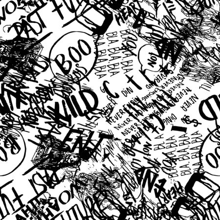 Seamless lettering coffee pattern with quotes. Hand drawn vector illustrationのイラスト素材