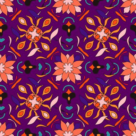 Floral seamless pattern. Vector nature decorative wallpaper. Colorful art pattern with stylized flowers.のイラスト素材