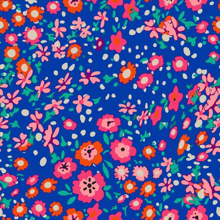 Cute pattern in small flower. Small colorful flowers. White background. Ditsy floral background. The elegant the template for fashion prints.の写真素材