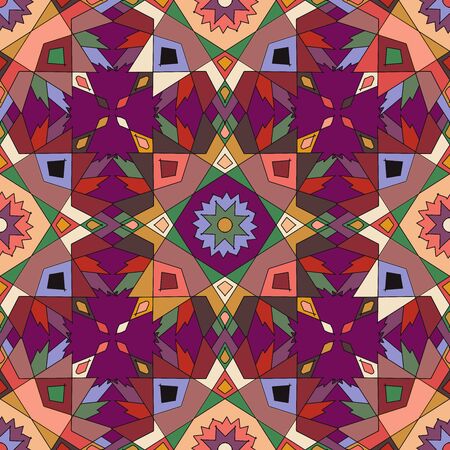 Tribal. Vintage ethnic seamless pattern. Islamic, arab, arabic geometric multicolor summer print. Hipster hand drawn. Aztec neon backdrop. Wallpaper. prints on textiles, fabrics, clothes, boys, girls.のイラスト素材