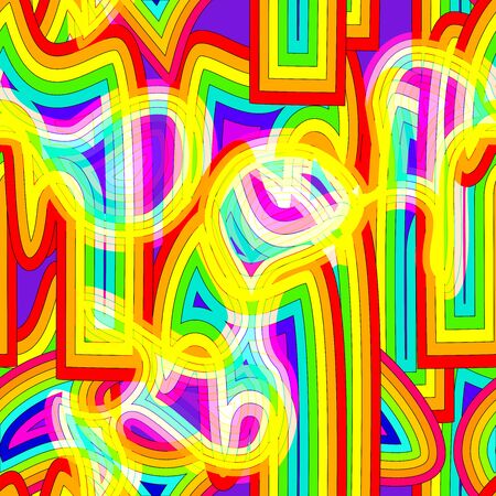 Rainbow opt art background. Seamless vector pattern.   Abstract geometric striped pattern. Vector illustration. Wavy pattern.のイラスト素材