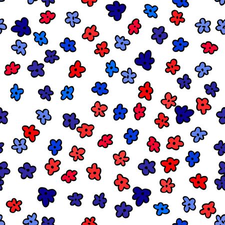 Cute pattern in a small flower. Little leave flowers. Colorful bright summer silhouette line drawing . Abstract seamless with leaves, poppies. Background composition template vector for modernのイラスト素材