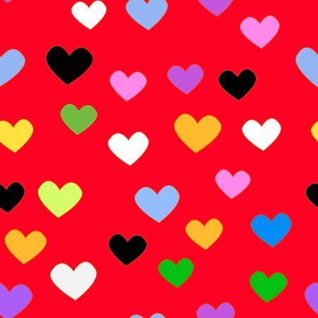Vector seamless pattern with valentine hearts on white