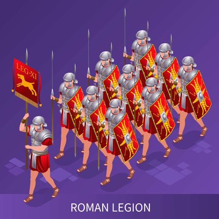 Roman Legion Ancient Rome illustration isometric icons on isolated backgroundのイラスト素材