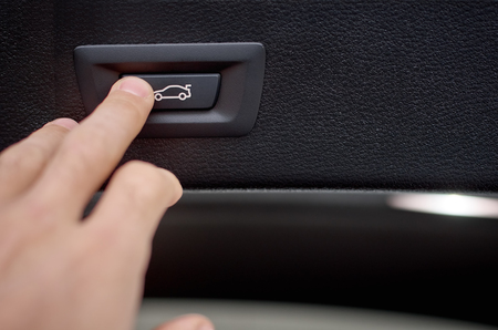 Vehicle trunk emergency escape device close-up trunk emergency escape device. transport concept - close up.の写真素材