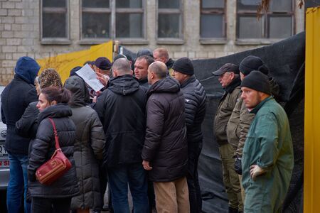 Chisinau, Moldova, Novembe 12, 2018, N. Dimo street 7 2, Private security blocked access to illegal...