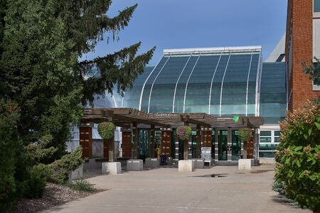 MONTREAL, CANADA, September 5, 2018: Ticket counter, at the main entrance to the Botanical Garden of Montreal, which is considered one of the most important botanical gardens in the world because of its collections and capabilities, travel to canadaのeditorial素材
