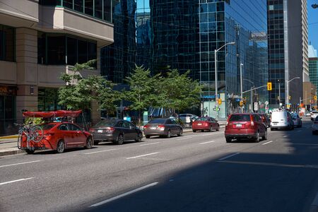 Ottawa, Ontario, Canada September 18, 2018: View of the Kent streets, a trip to Canada in Ottawa. Editorial, sunny day, empty streets for the weekend. travel to canada.のeditorial素材