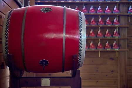 Harrington, QC, Canada - September 23, 2018: Ritual drum in TamBaoSon Buddhist Temple, one of the famous tourist spots a Buddhist temple in Quebec.のeditorial素材